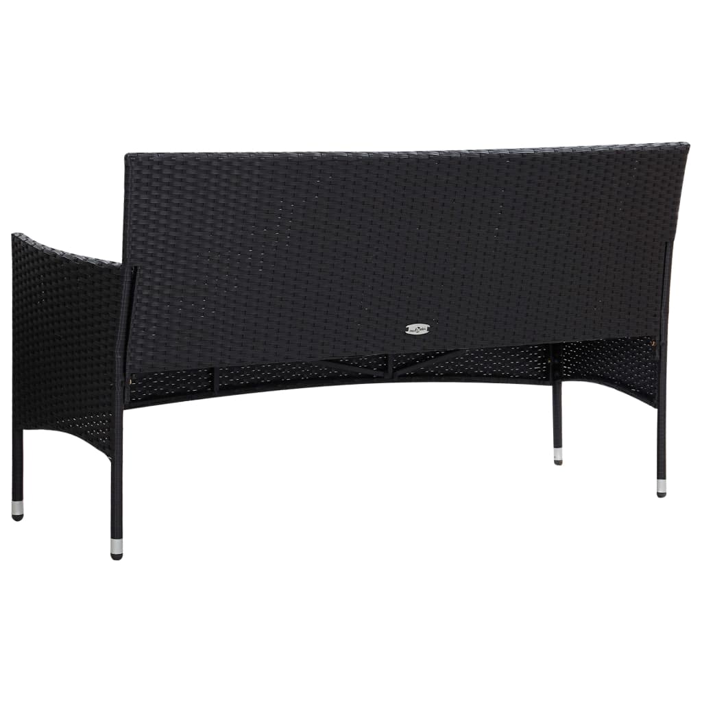 4 pcs conjunto lounge de jardim c/ almofadões vime PE preto