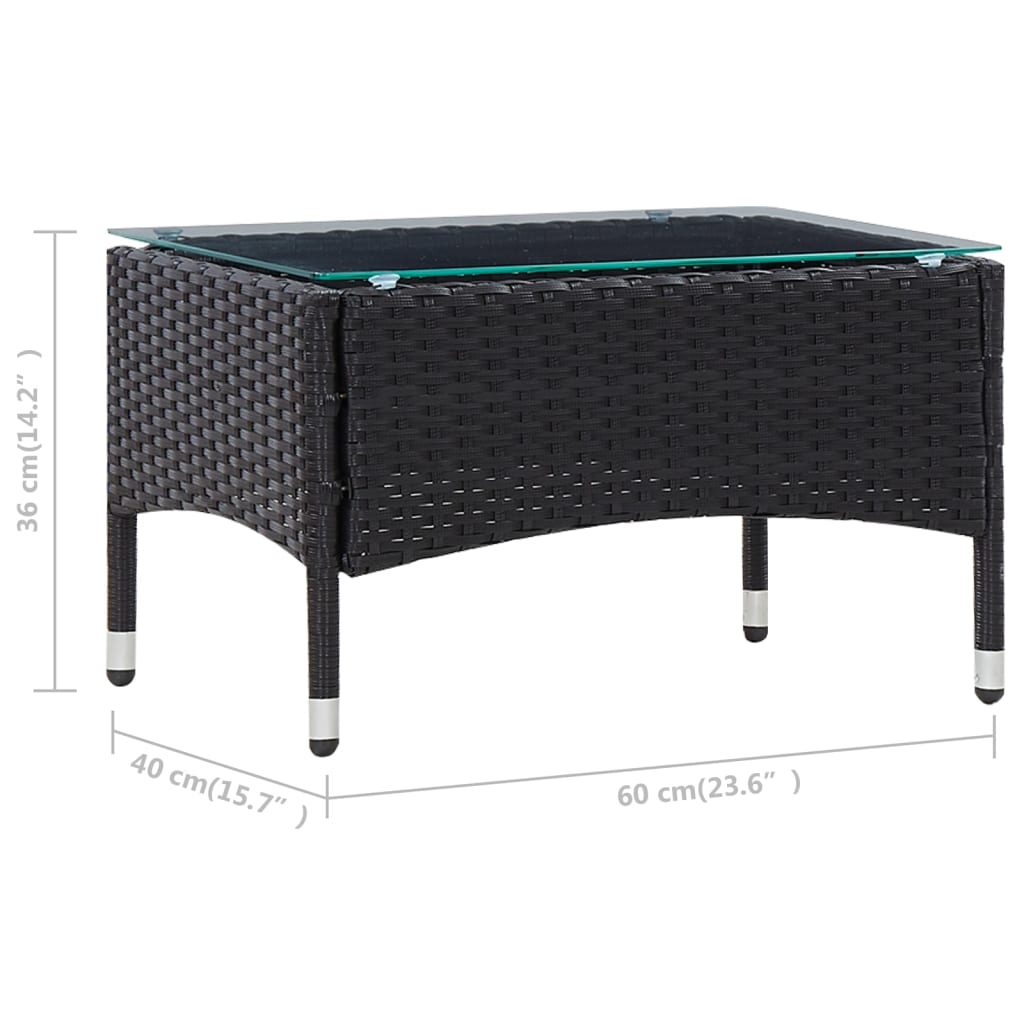 4 pcs conjunto lounge de jardim c/ almofadões vime PE preto