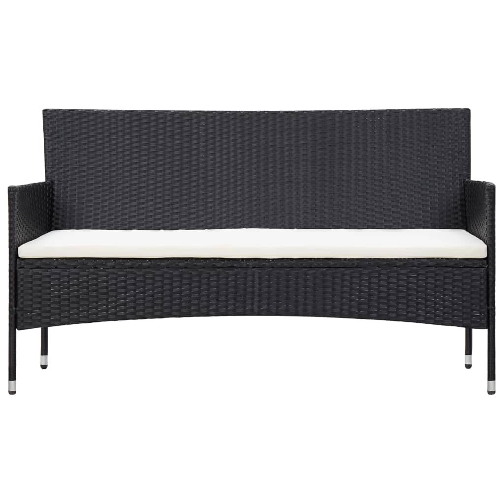 5 pcs conjunto lounge de jardim c/ almofadões vime PE preto