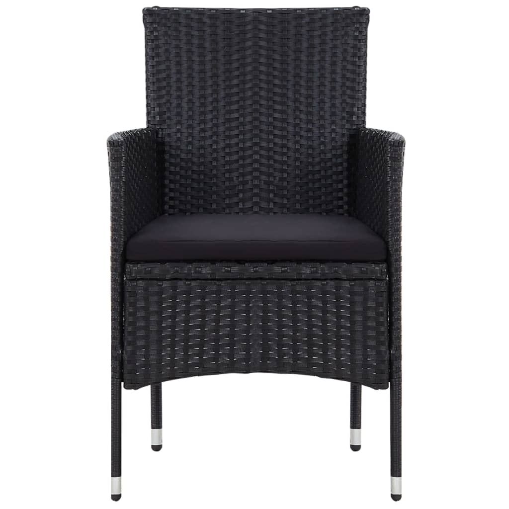 5 pcs conjunto lounge de jardim c/ almofadões vime PE preto