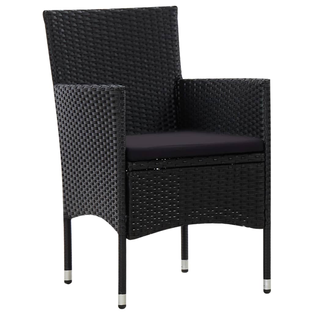 5 pcs conjunto lounge de jardim c/ almofadões vime PE preto