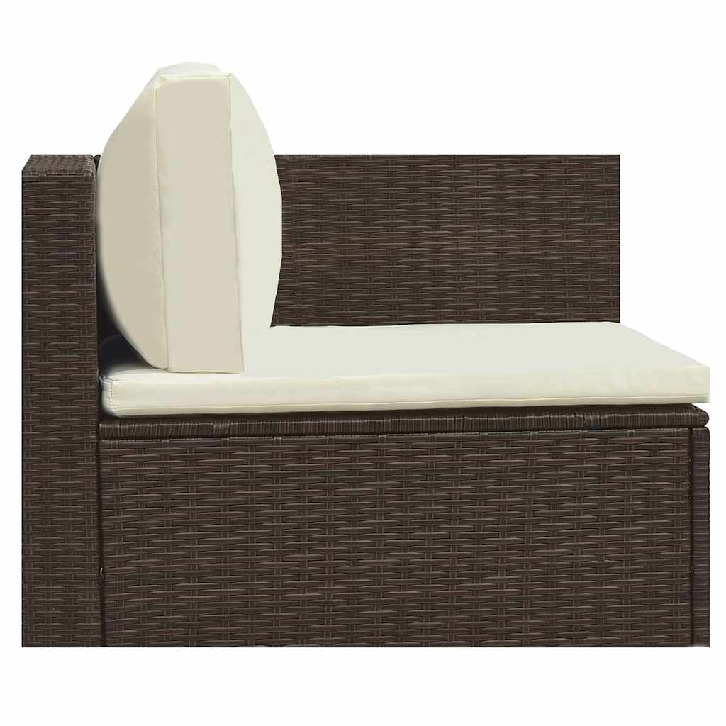 5 pcs conjunto lounge jardim c/ almofadões vime PE castanho