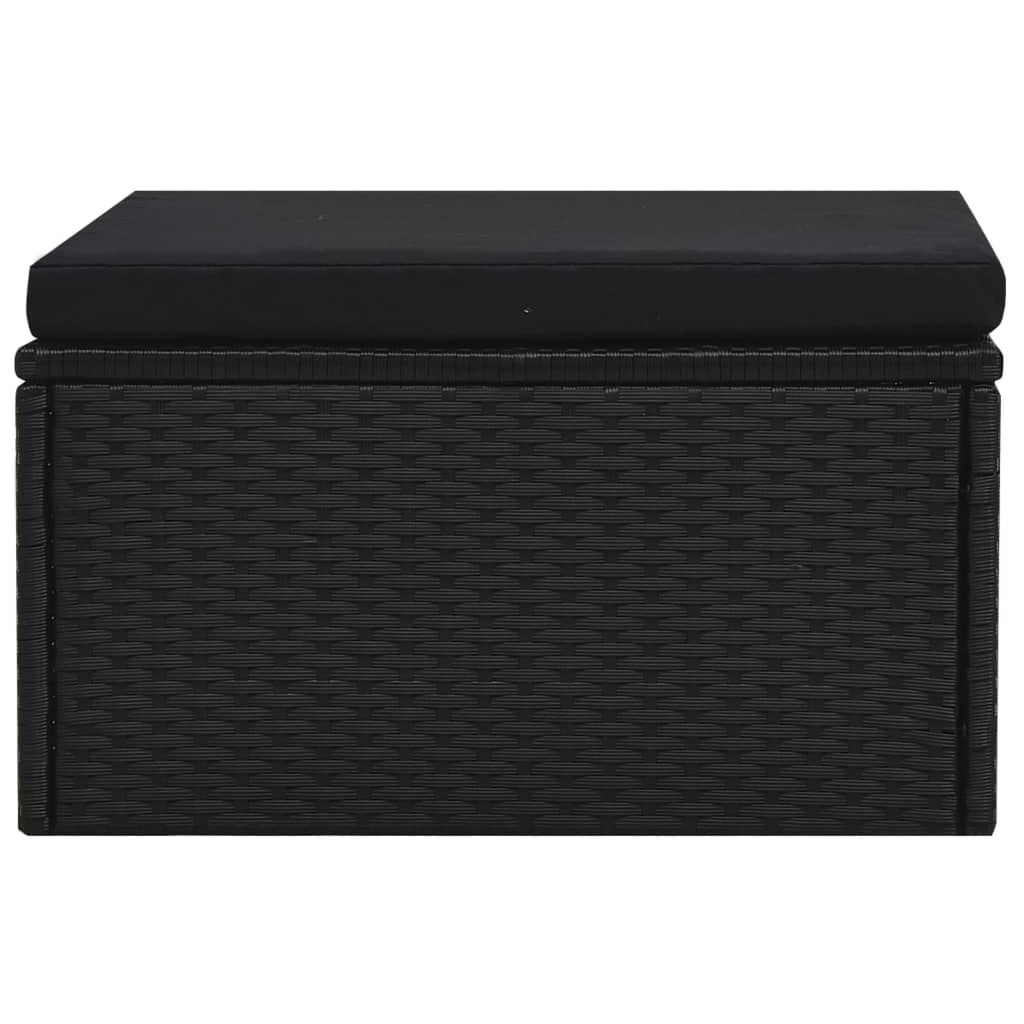 5 pcs conjunto lounge de jardim c/ almofadões vime PE preto