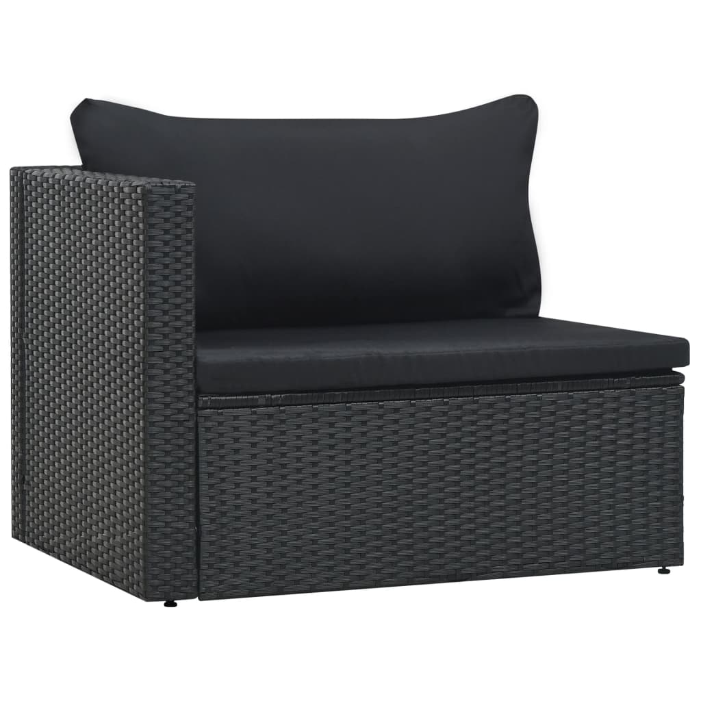 5 pcs conjunto lounge de jardim c/ almofadões vime PE preto
