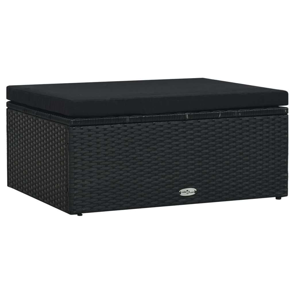 5 pcs conjunto lounge de jardim c/ almofadões vime PE preto