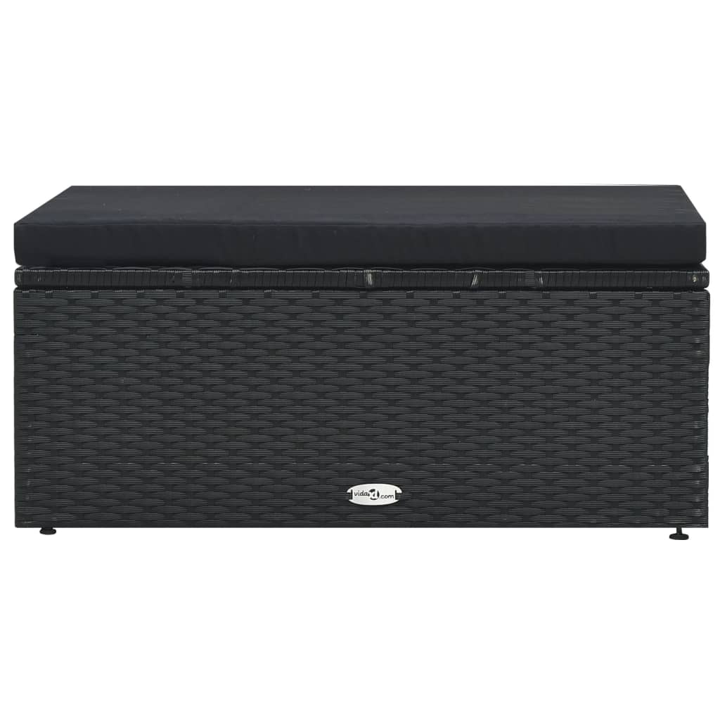 5 pcs conjunto lounge de jardim c/ almofadões vime PE preto