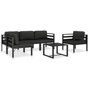 6 pcs conjunto lounge jardim com almofadões alumínio antracite