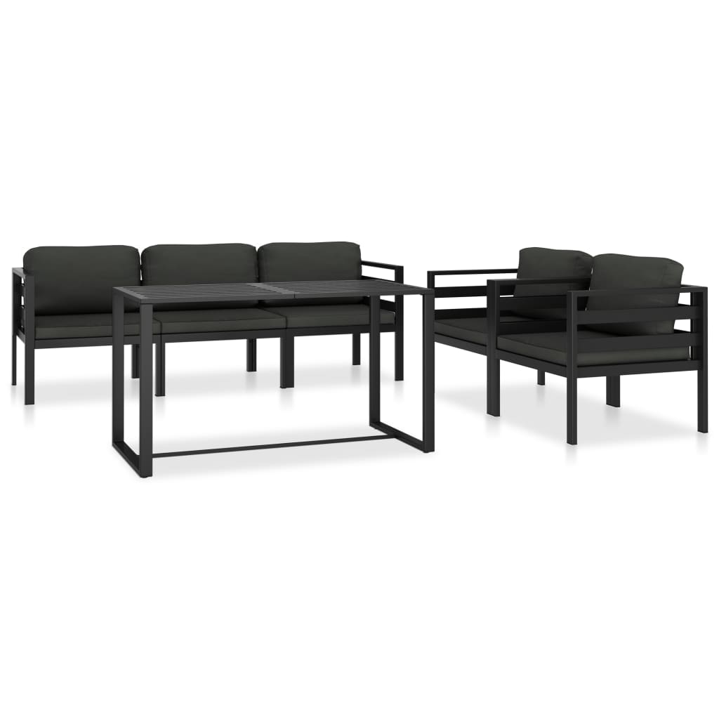 6 pcs conjunto lounge jardim com almofadões alumínio antracite