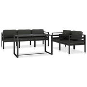 6 pcs conjunto lounge jardim com almofadões alumínio antracite