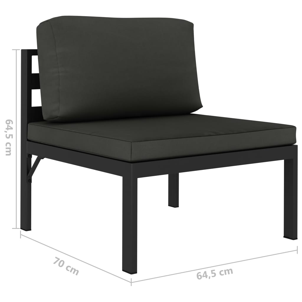 6 pcs conjunto lounge jardim com almofadões alumínio antracite