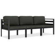 3 pcs conjunto lounge jardim com almofadões alumínio antracite