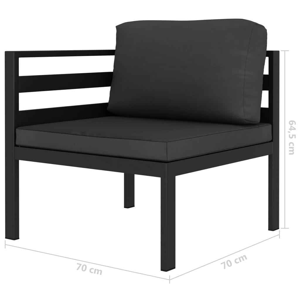 3 pcs conjunto lounge jardim com almofadões alumínio antracite