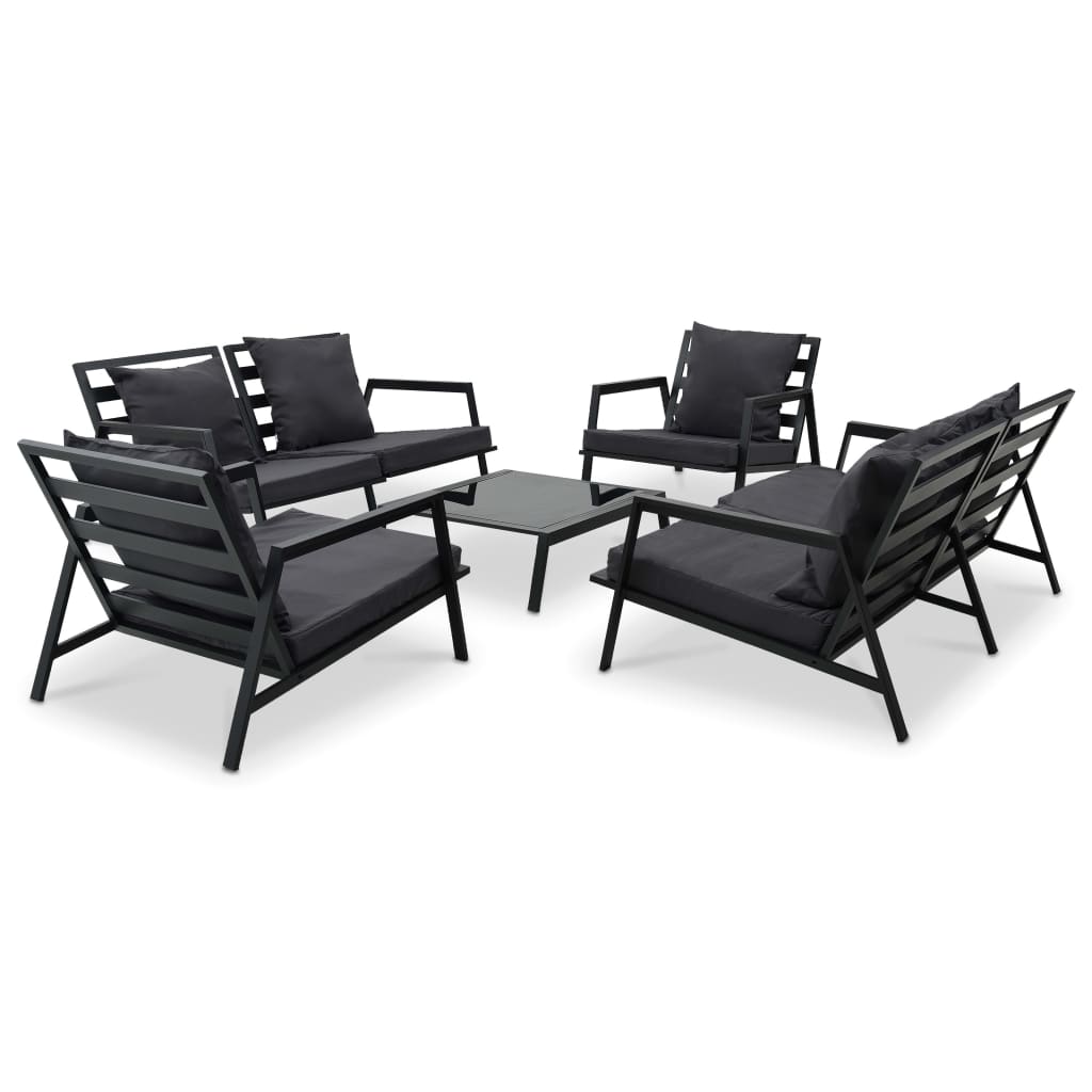 5 pcs conjunto lounge jardim + almofadões alumínio cinza-escuro