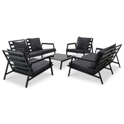 5 pcs conjunto lounge jardim + almofadões alumínio cinza-escuro