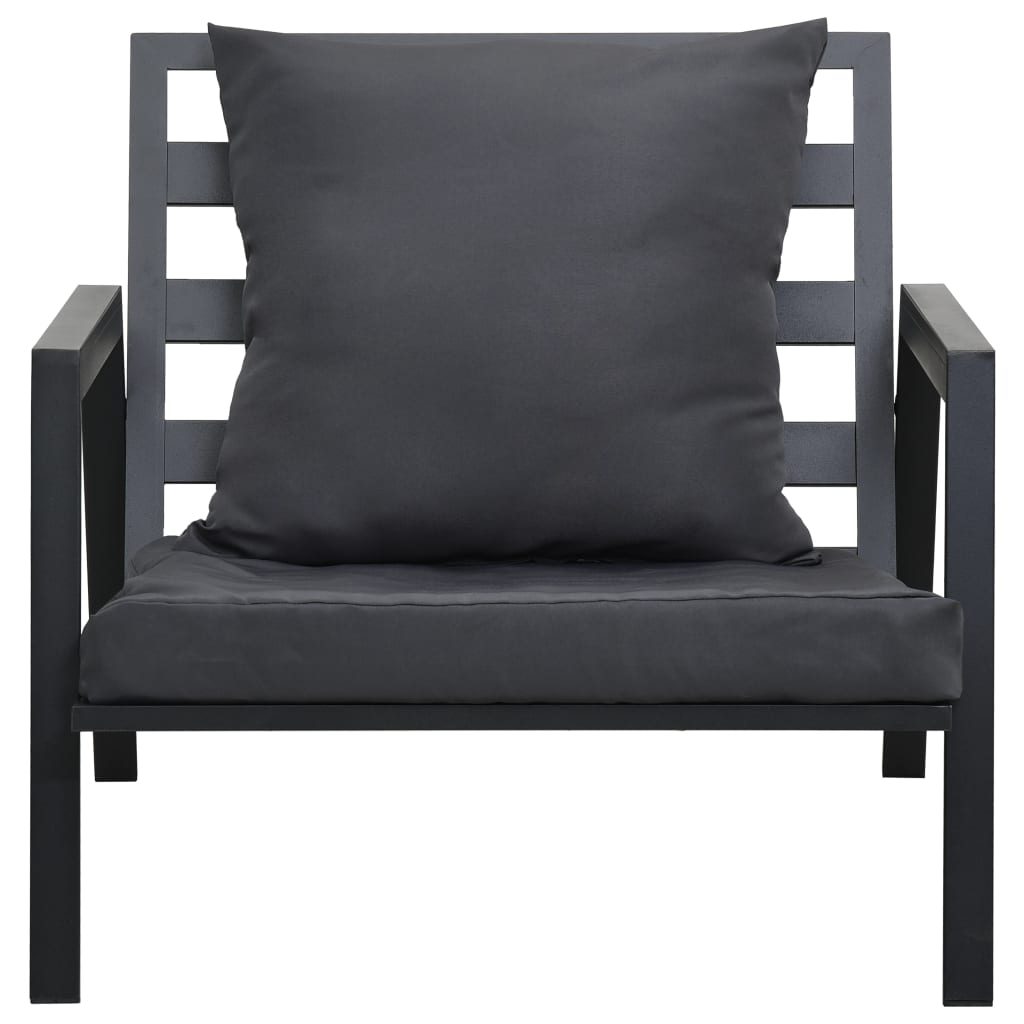 5 pcs conjunto lounge jardim + almofadões alumínio cinza-escuro
