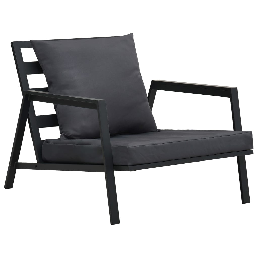 4 pcs conj. lounge jardim + almofadões alumínio cinzento-escuro