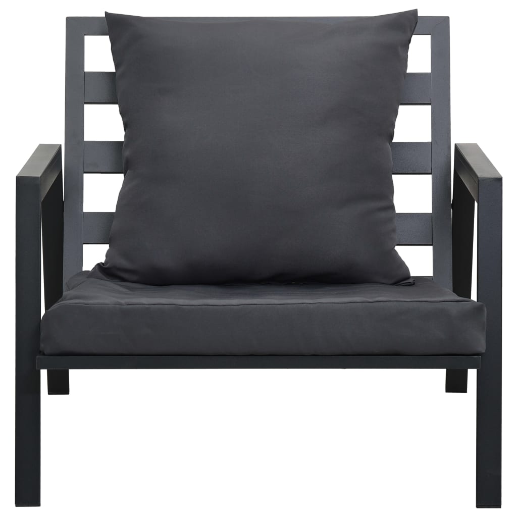 4 pcs conj. lounge jardim + almofadões alumínio cinzento-escuro