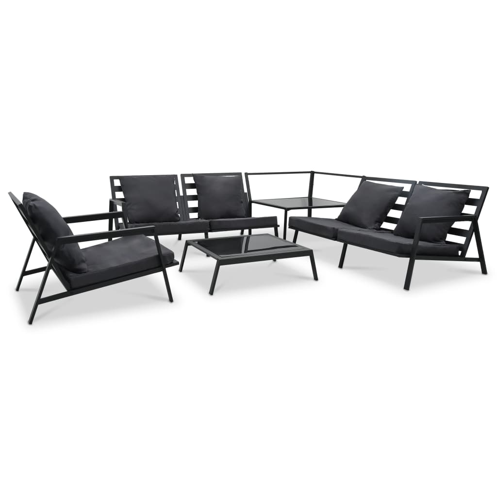 5 pcs conjunto lounge jardim + almofadões alumínio cinza-escuro