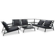 5 pcs conjunto lounge jardim + almofadões alumínio cinza-escuro