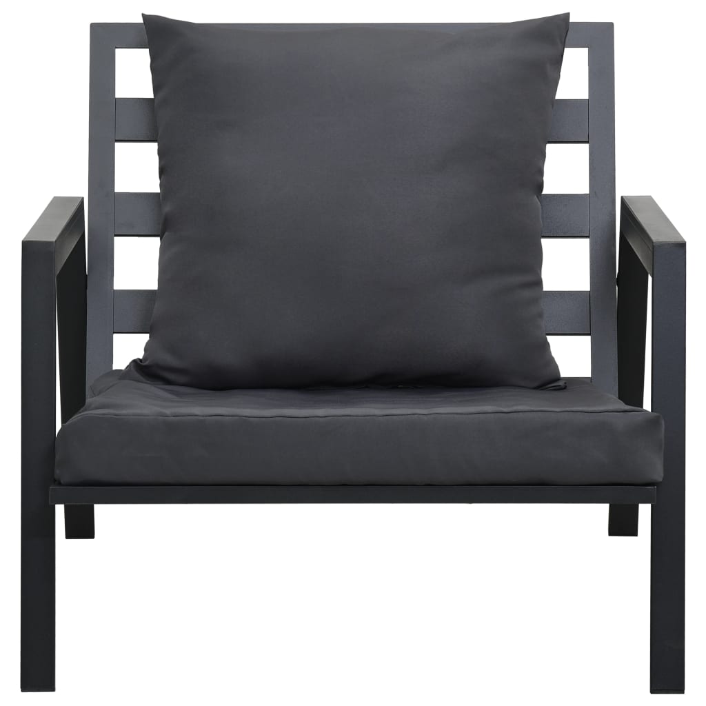 5 pcs conjunto lounge jardim + almofadões alumínio cinza-escuro