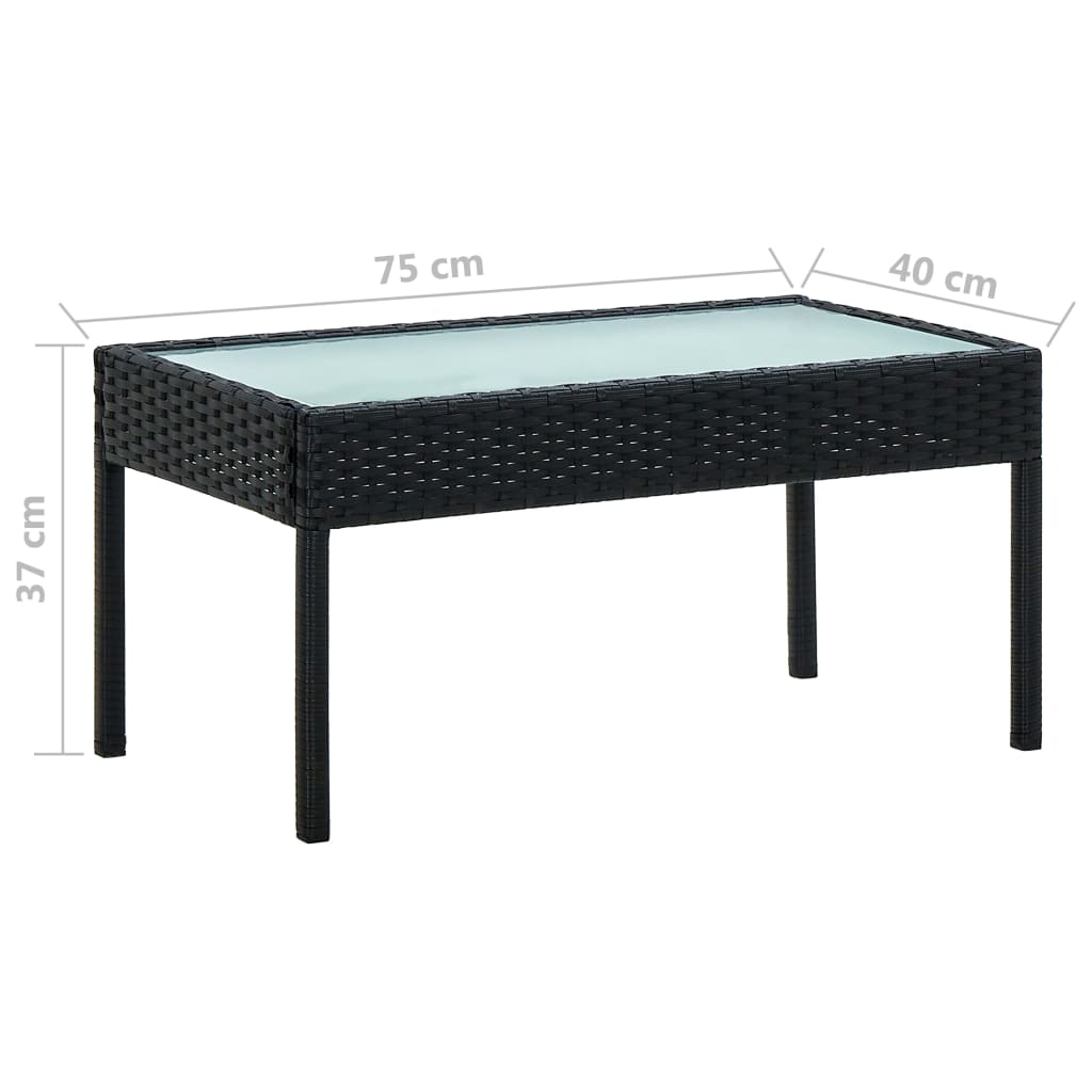 4 pcs conjunto lounge de jardim c/ almofadões vime PE preto