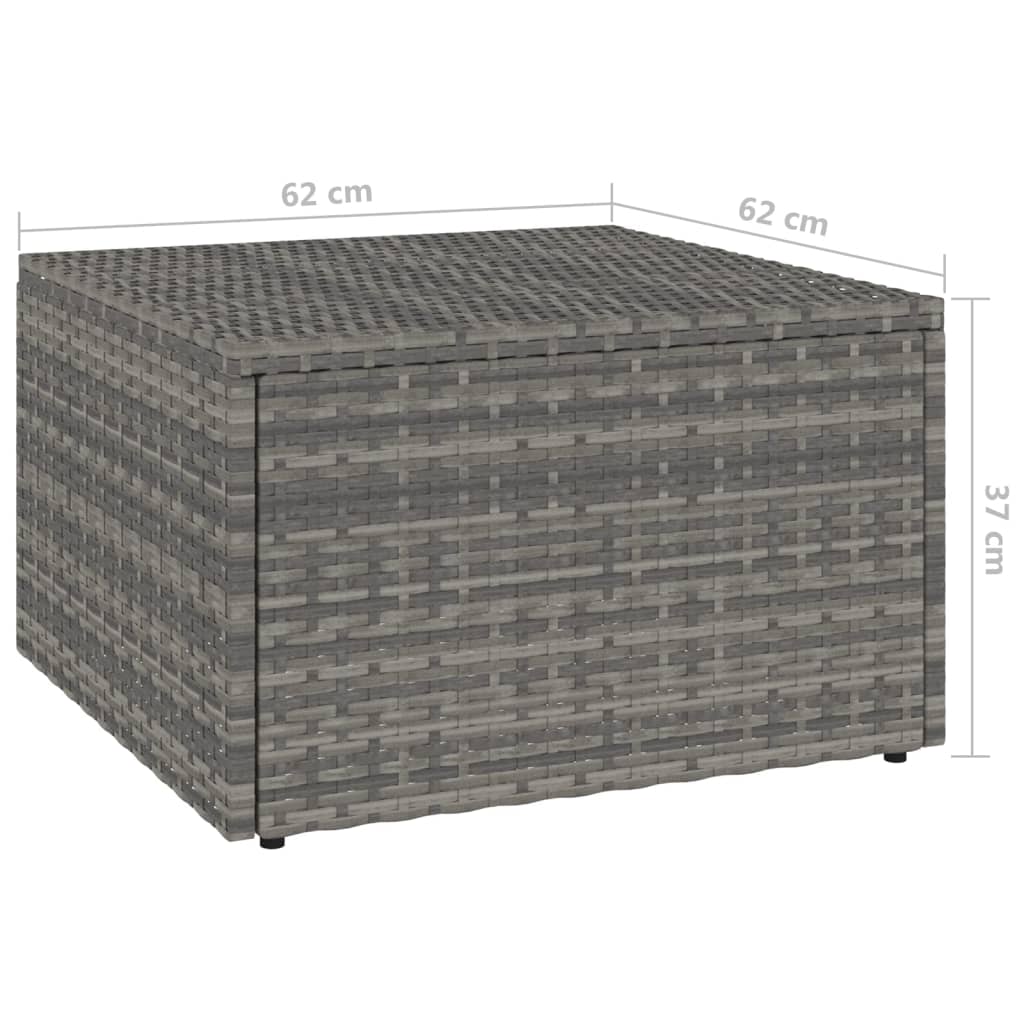 3 pcs conjunto lounge de jardim c/ almofadões vime PE cinzento