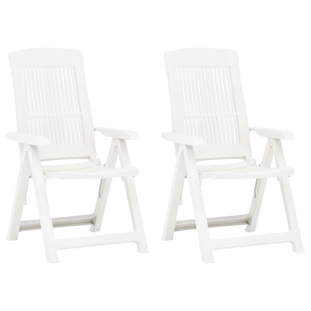 Cadeiras de jardim reclináveis 2 pcs plástico branco