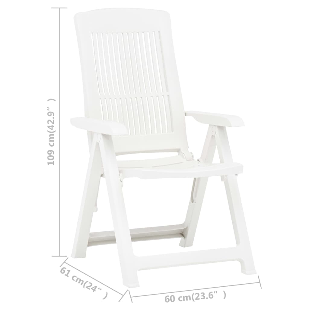 Cadeiras de jardim reclináveis 2 pcs plástico branco
