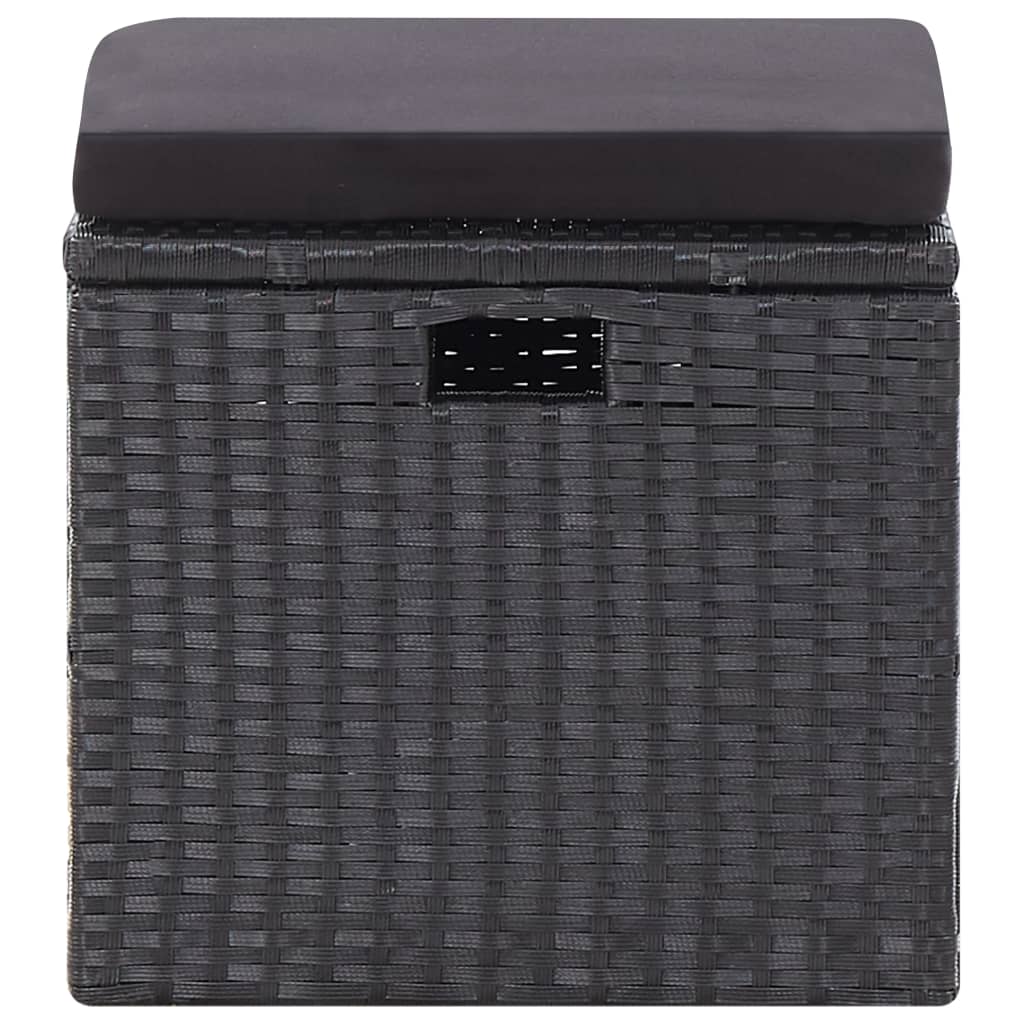 6 pcs conjunto lounge de jardim c/ almofadões vime PE preto