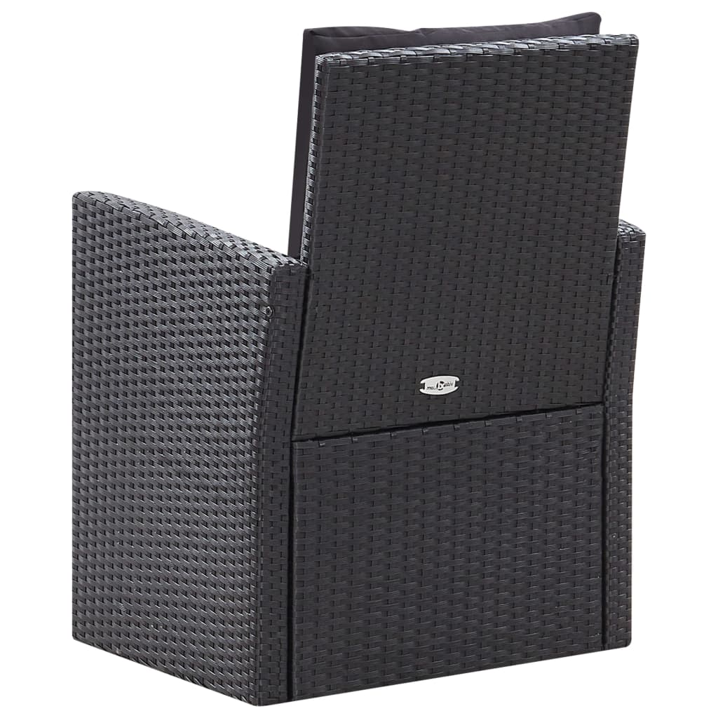 6 pcs conjunto lounge de jardim c/ almofadões vime PE preto