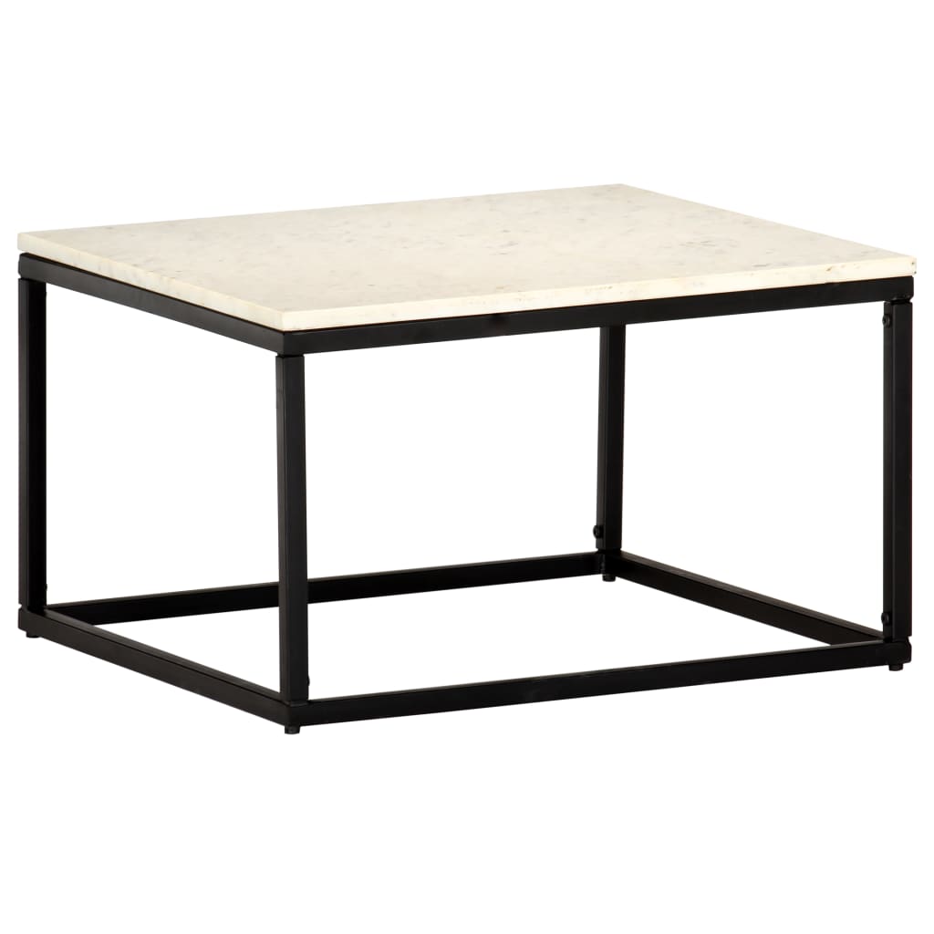 Mesa centro 40x40x40cm pedra genuína textura mármore branco