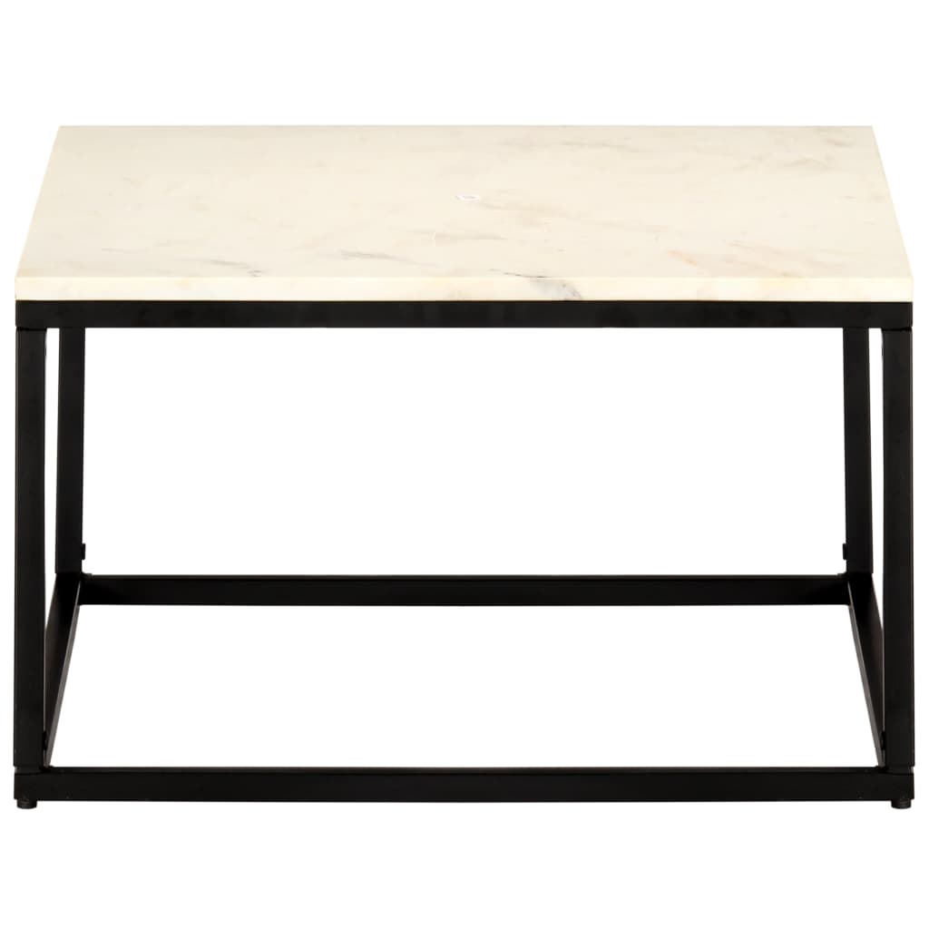 Mesa centro 40x40x40cm pedra genuína textura mármore branco