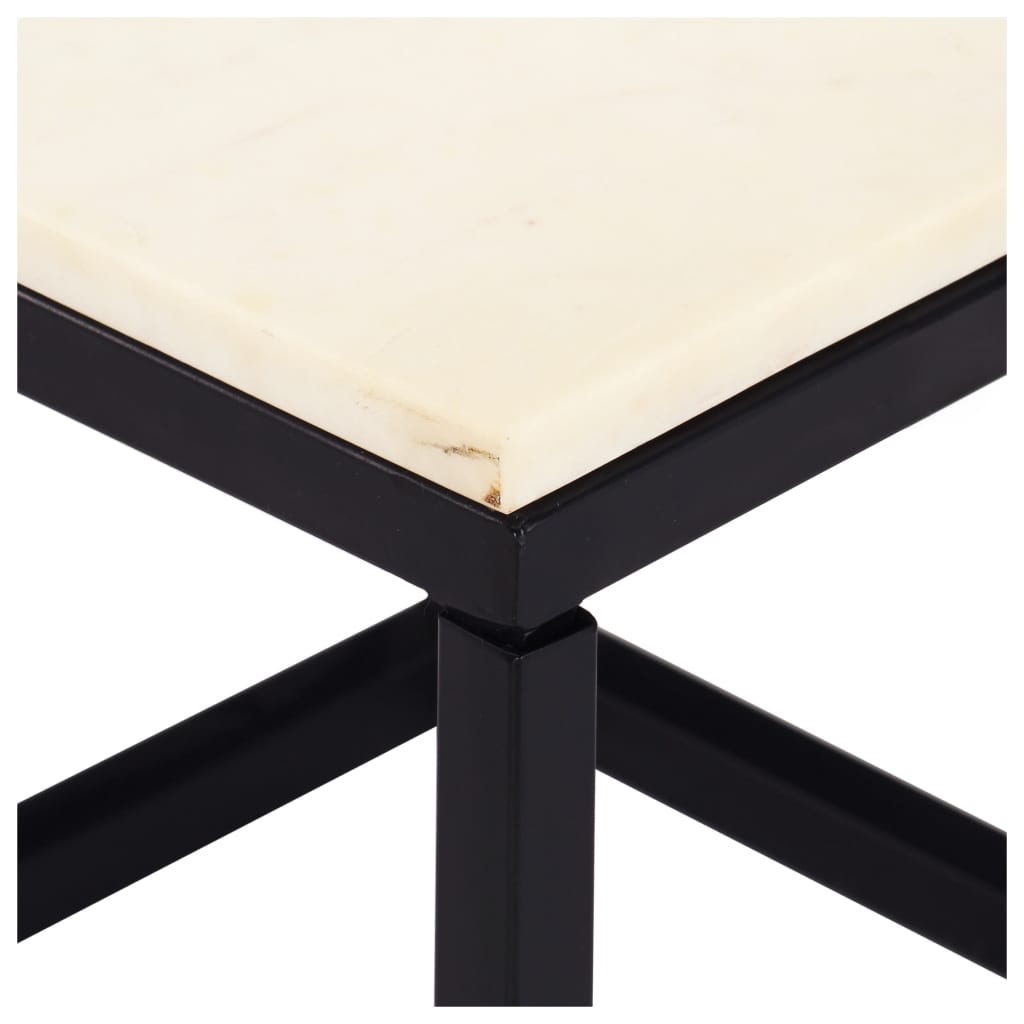 Mesa centro 40x40x40cm pedra genuína textura mármore branco