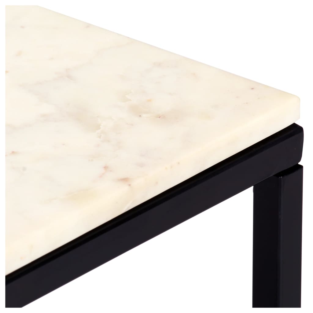 Mesa centro 40x40x40cm pedra genuína textura mármore branco