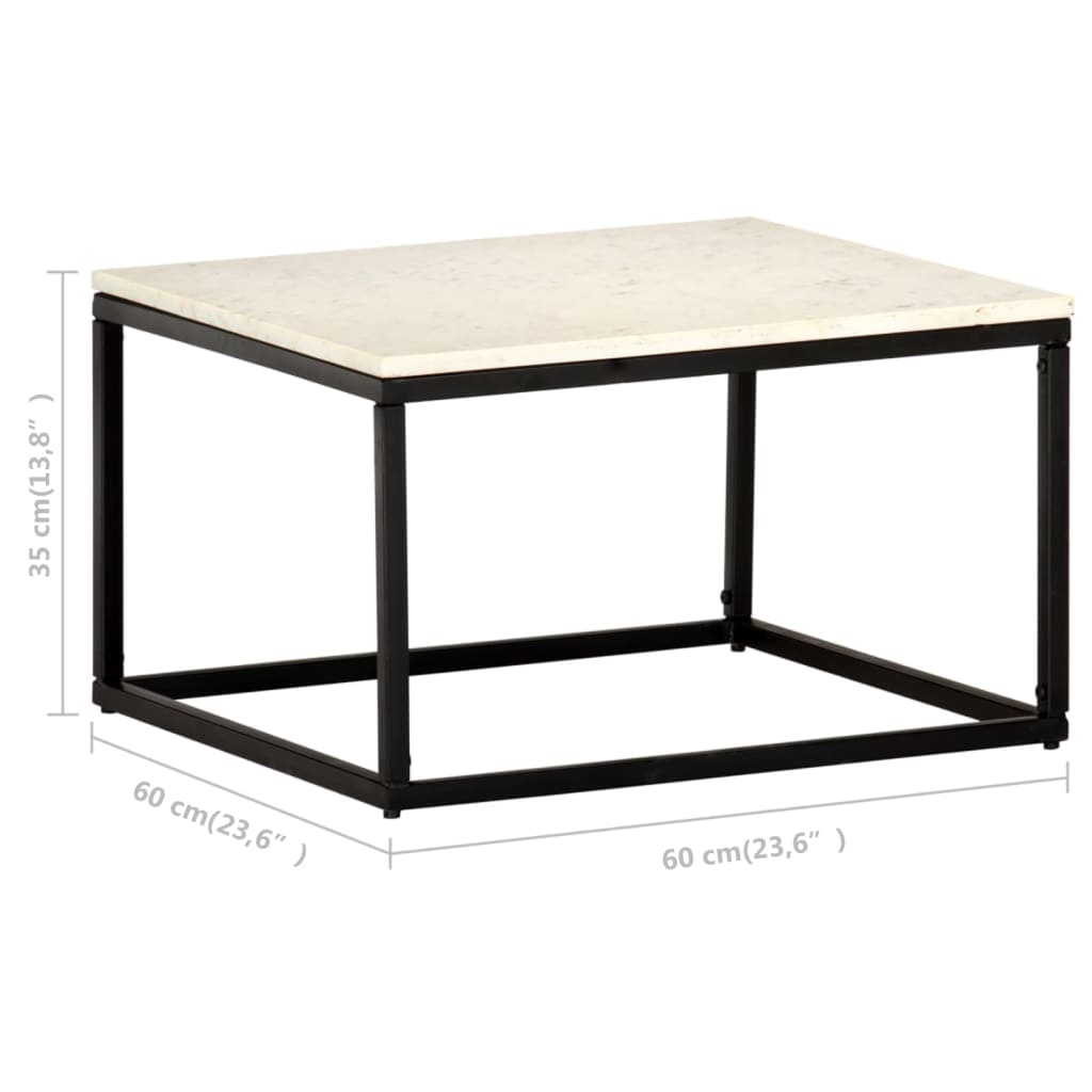 Mesa centro 40x40x40cm pedra genuína textura mármore branco