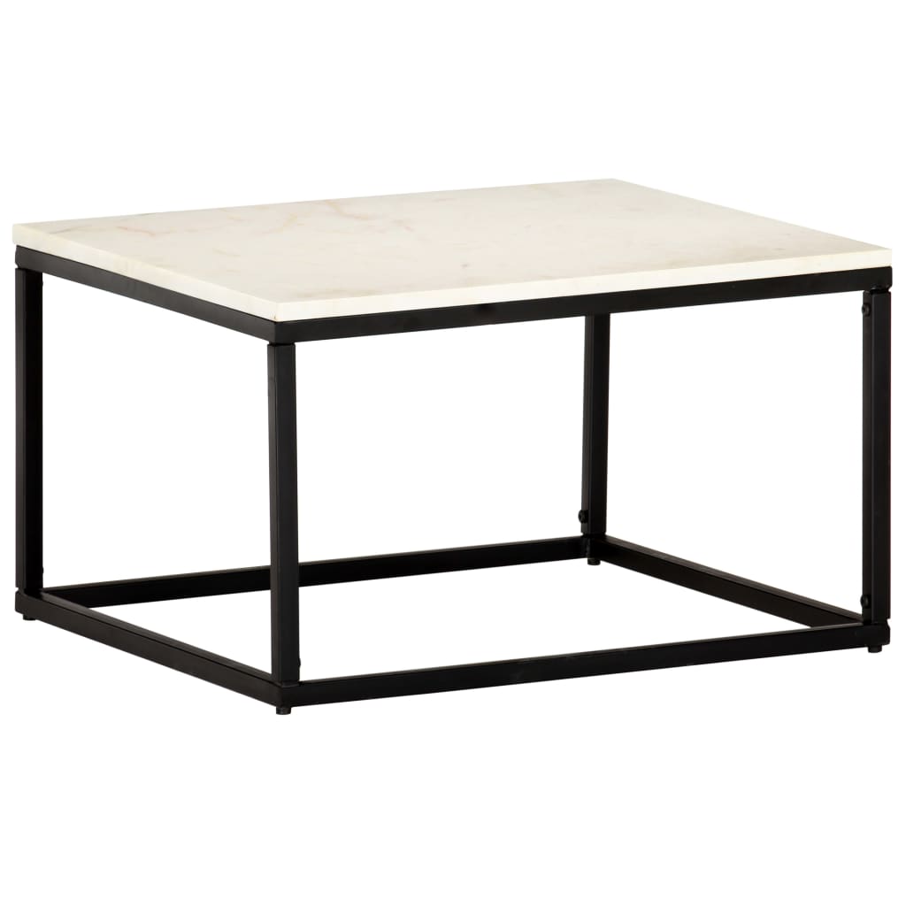 Mesa centro 40x40x40cm pedra genuína textura mármore branco