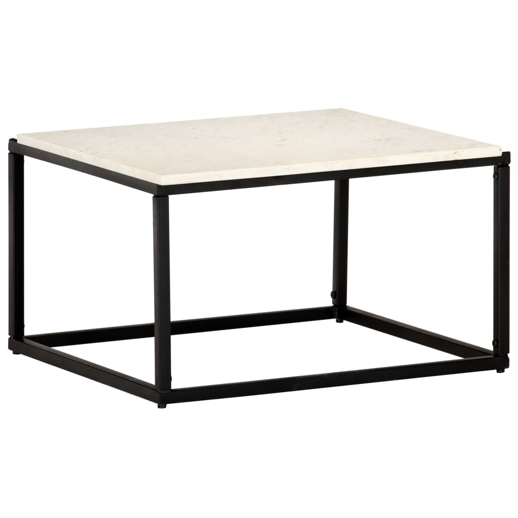 Mesa centro 40x40x40cm pedra genuína textura mármore branco