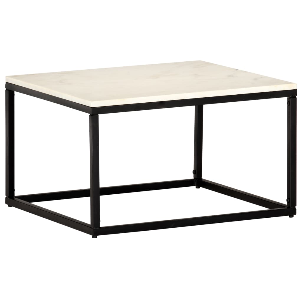 Mesa centro 40x40x40cm pedra genuína textura mármore branco