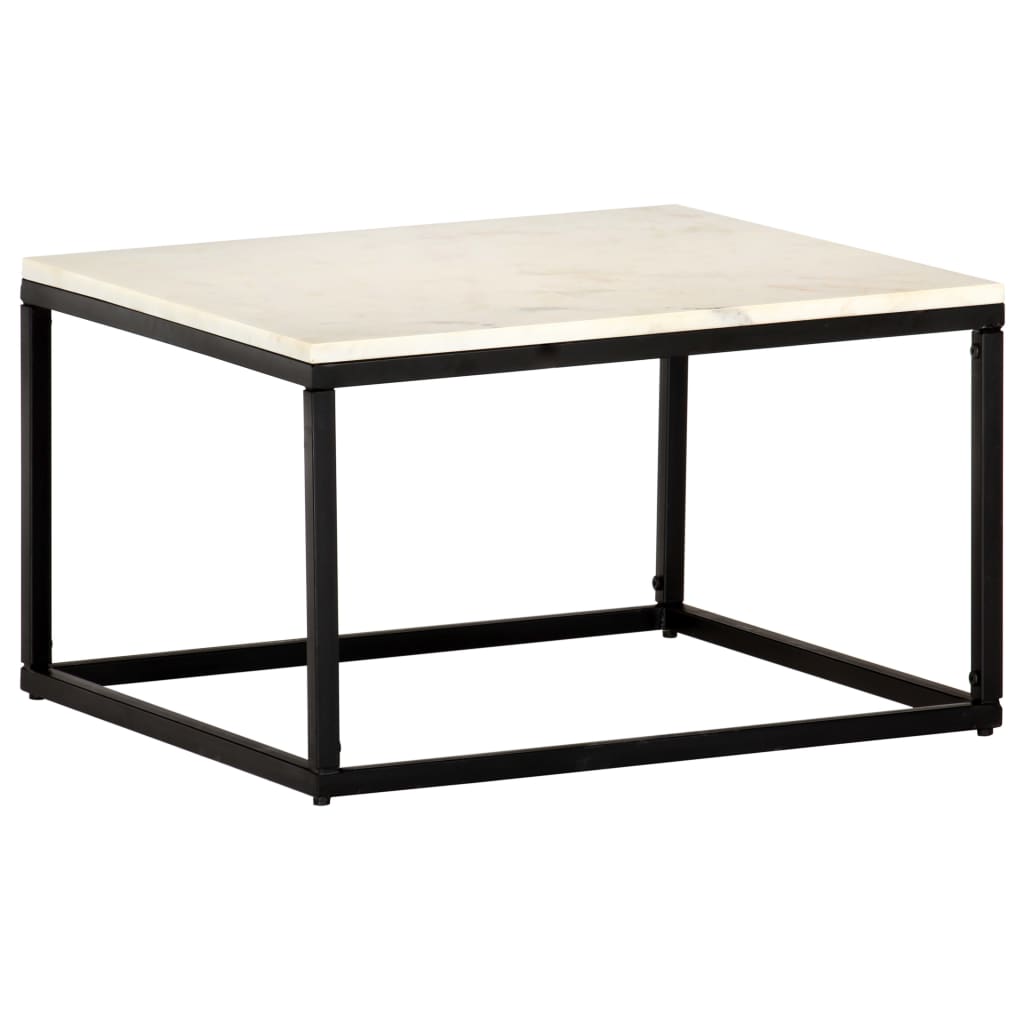 Mesa centro 40x40x40cm pedra genuína textura mármore branco