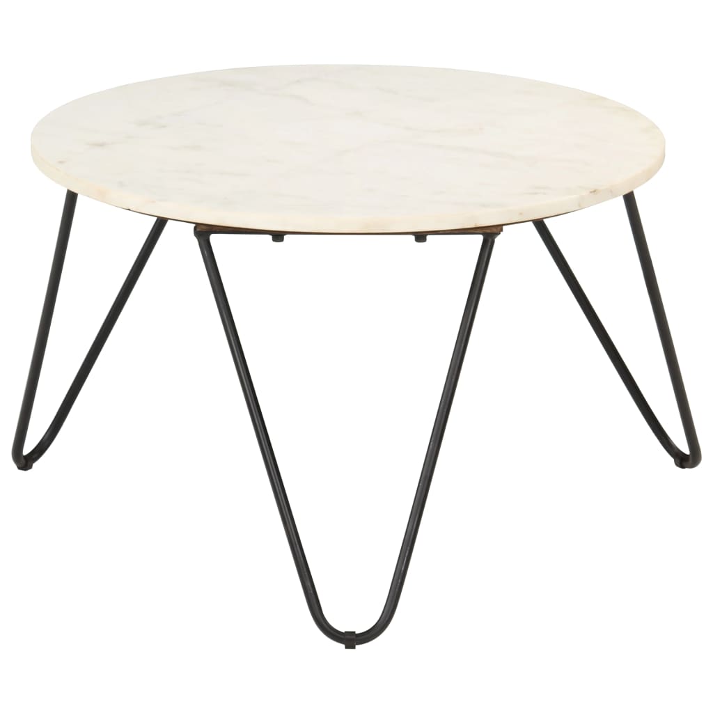 Mesa centro 40x40x40cm pedra genuína textura mármore branco