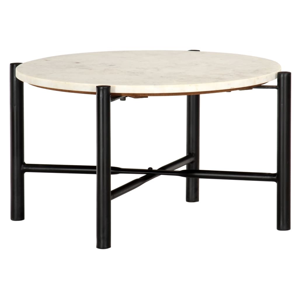 Mesa centro 40x40x40cm pedra genuína textura mármore branco