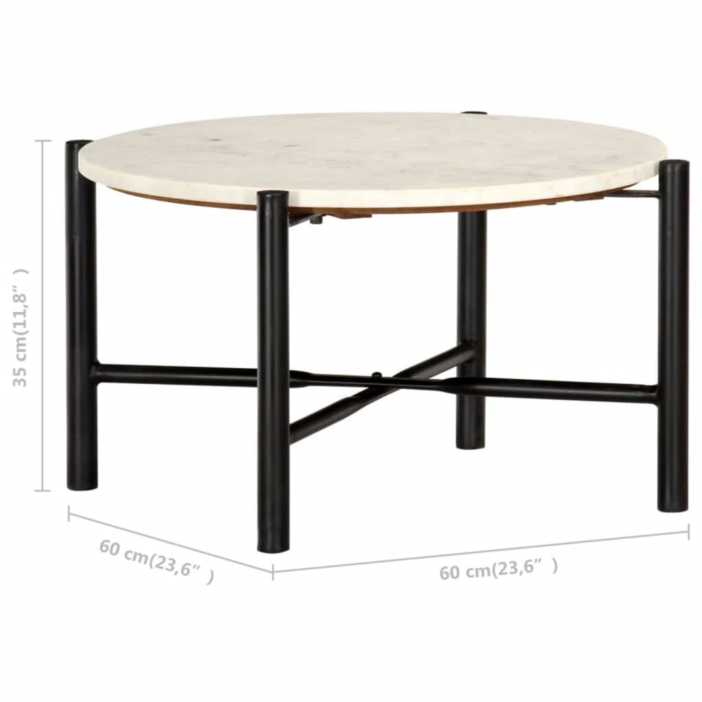 Mesa centro 40x40x40cm pedra genuína textura mármore branco