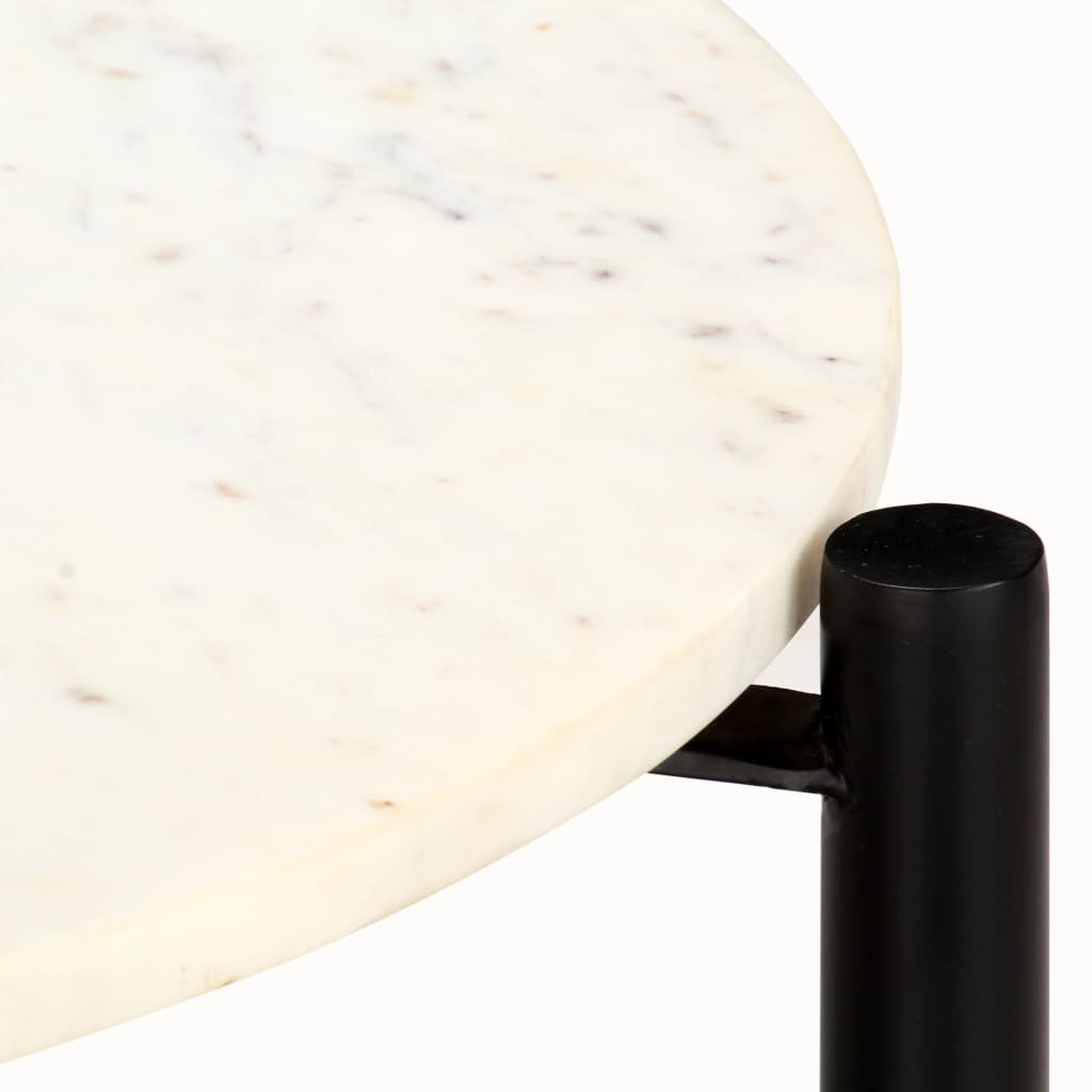 Mesa centro 40x40x40cm pedra genuína textura mármore branco