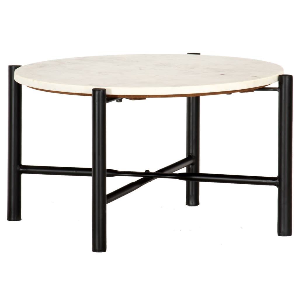 Mesa centro 40x40x40cm pedra genuína textura mármore branco