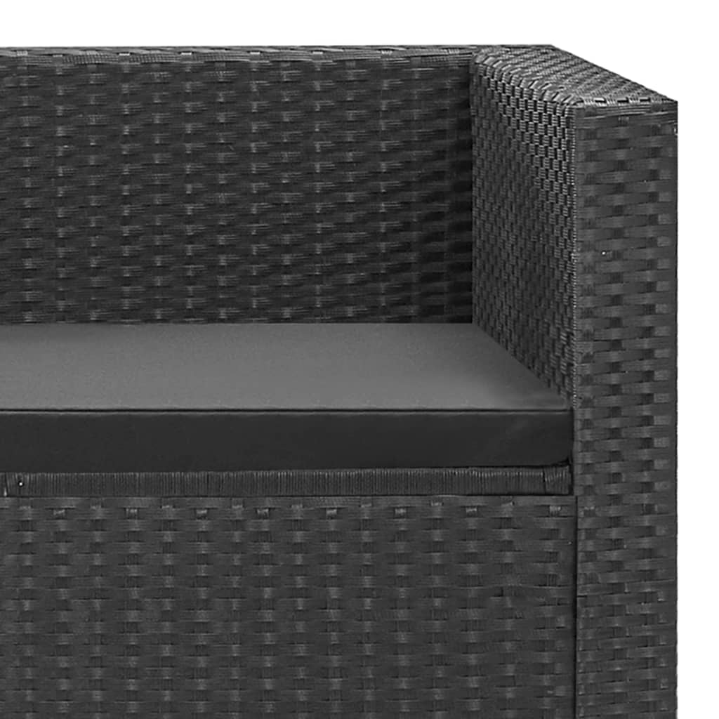 4 pcs conjunto lounge de jardim c/ almofadões vime PE preto