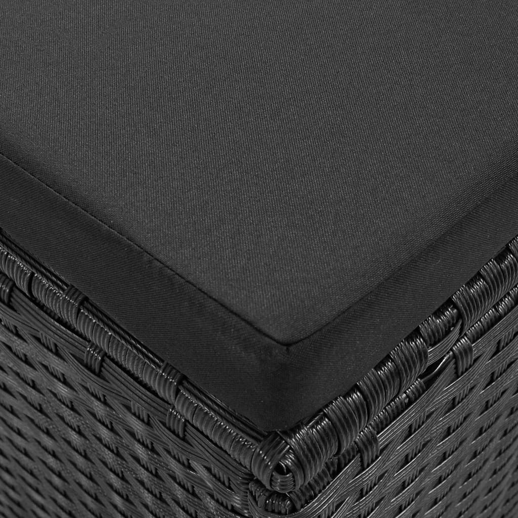 4 pcs conjunto lounge de jardim c/ almofadões vime PE preto