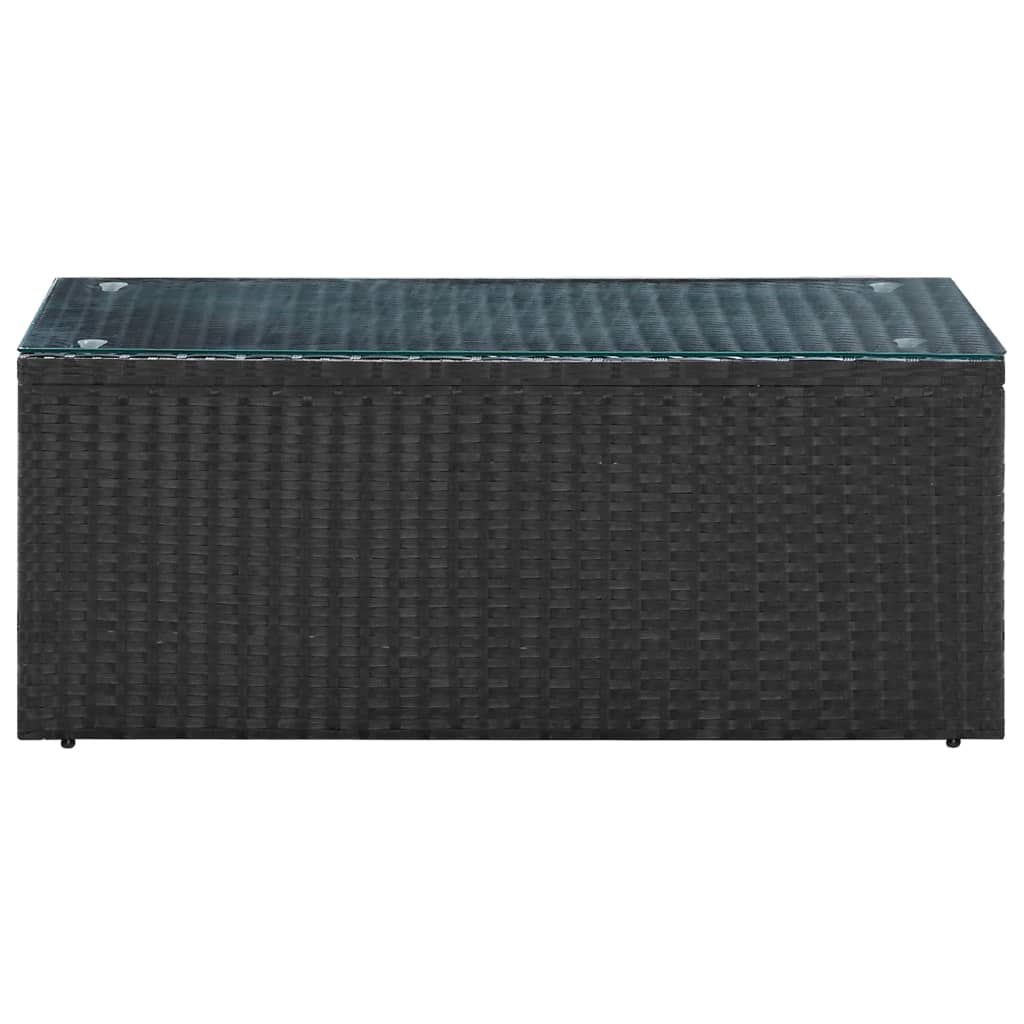 4 pcs conjunto lounge de jardim c/ almofadões vime PE preto