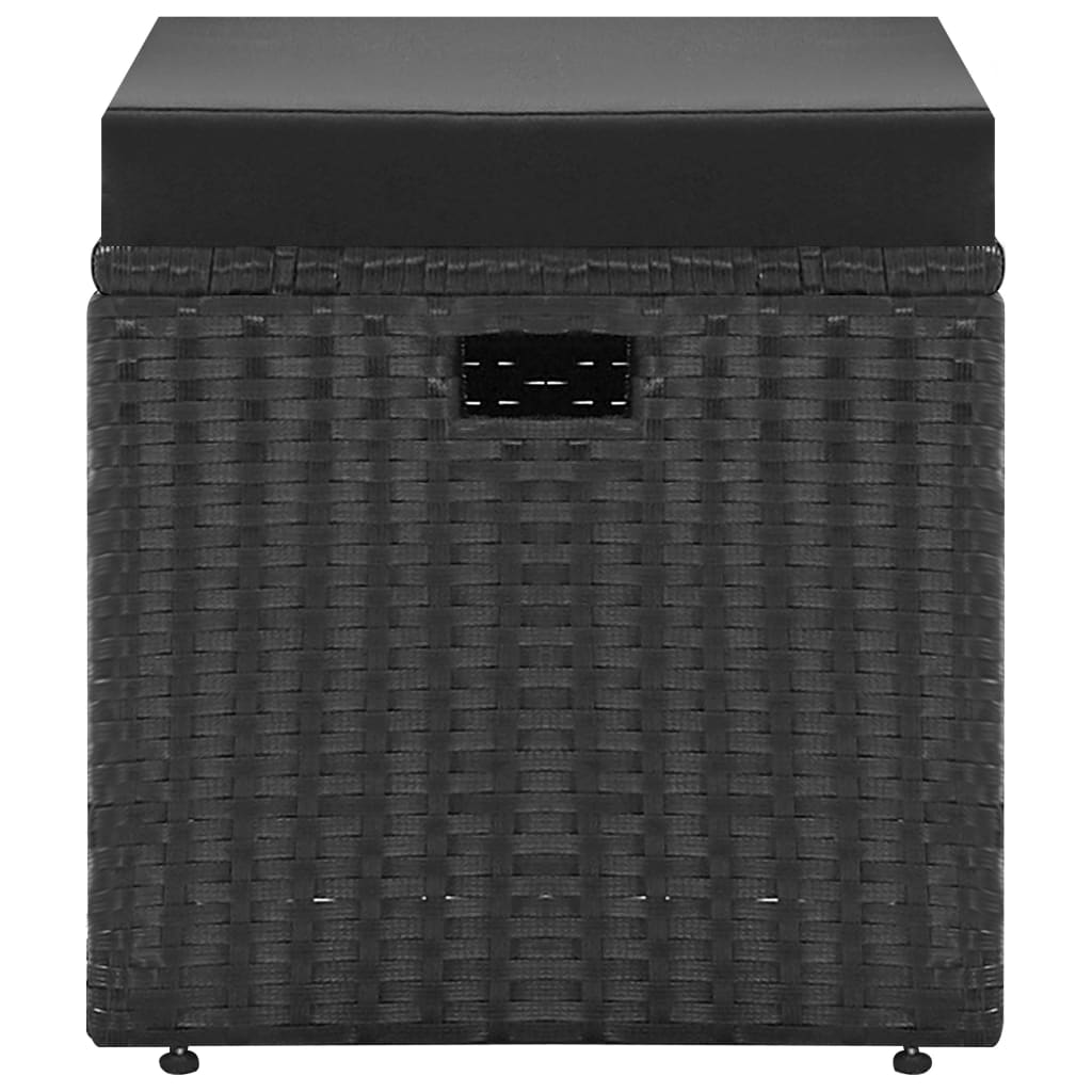 4 pcs conjunto lounge de jardim c/ almofadões vime PE preto