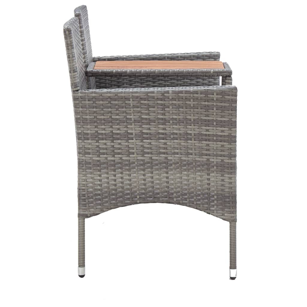 Banco de jardim 2 lugares com mesa centro 143 cm vime PE cinza