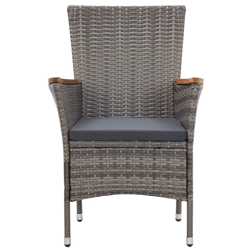 5 pcs conjunto jantar exterior com almofadões vime PE cinzento